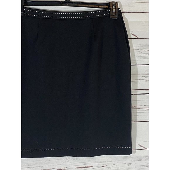 Express Skirt Womens Sz 5/6 Black White Contrast Stitching Straight Lined Slit - Picture 10 of 12